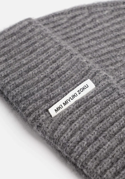 MKI MIYUKI ZOKU Cashmere Ribbed Beanie Charcoal
