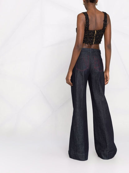 BALMAIN WOMEN Tweed crop top Black