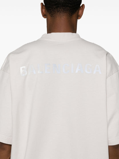 BALENCIAGA Logo-Print Cotton T-Shirt Chalk White