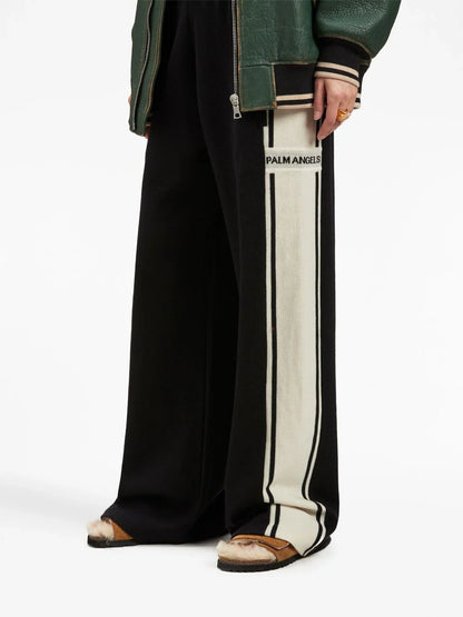 PALM ANGELS WOMEN Racing Knit Track Pants Black/Butter