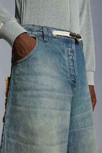MONCLER GENIUS X 8 MONCLER PALM ANGELS Wide Leg Jeans Blue