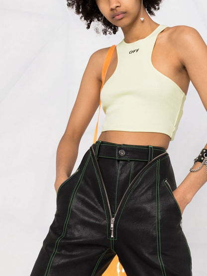 OFF-WHITE Logo-print crop top Green