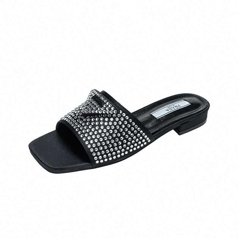 Prada Crystal-Embellished Slides