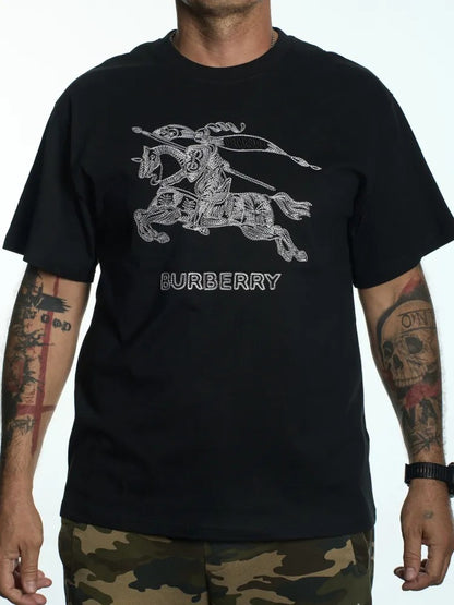 Burberry Embroidered EKD Cotton Prorsum T-shirt Black