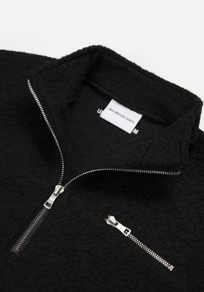 MKI MIYUKI ZOKU Boucle Quarter Zip Sweatshirt Black