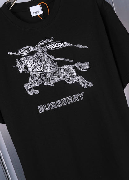 Burberry Embroidered EKD Cotton Prorsum T-shirt Black