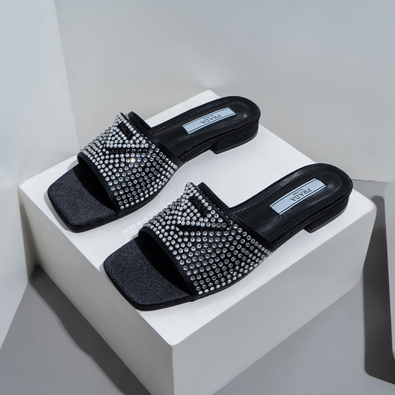 Prada Crystal-Embellished Slides
