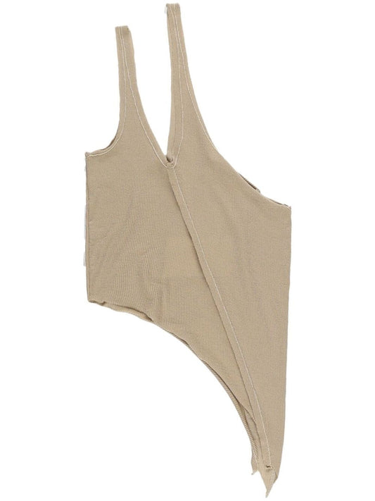 SAMI MIRO VINTAGE Women's Asymmetric One Shoulder Tank Top Taupe