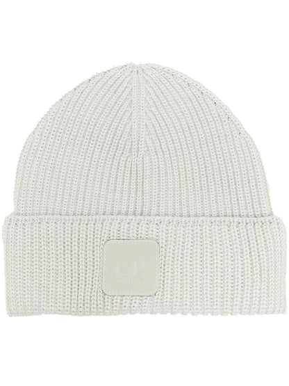 C.P COMPANY Logo-patch Ribbed Beanie Light Green