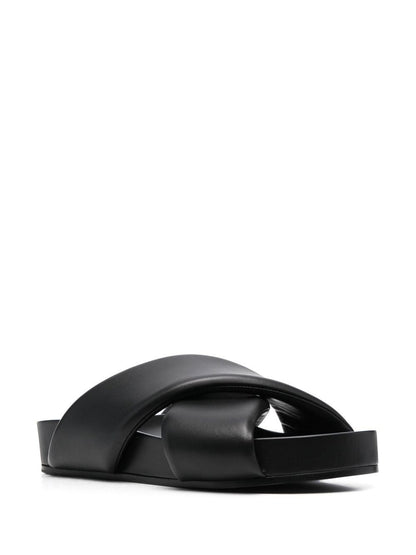 JIL SANDER Crossover-straps Leather Sandals Black