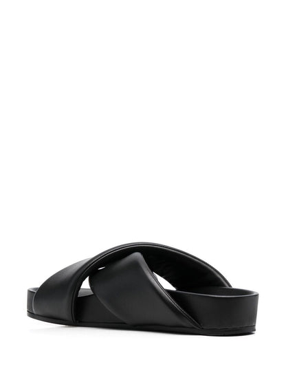 JIL SANDER Crossover-straps Leather Sandals Black