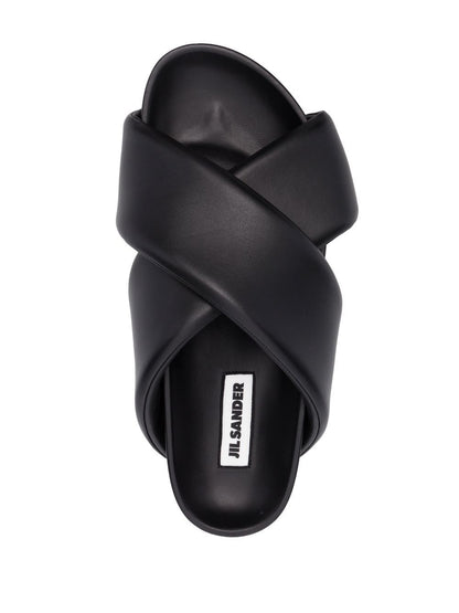 JIL SANDER Crossover-straps Leather Sandals Black