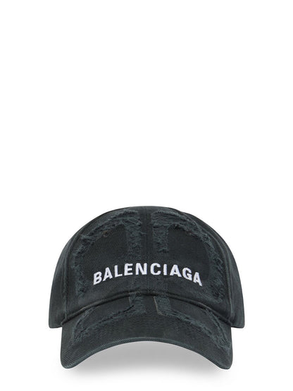 BALENCIAGA BB Laser Destroyed Cap Black