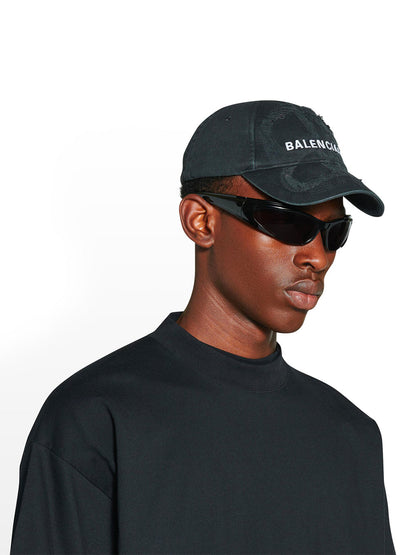 BALENCIAGA BB Laser Destroyed Cap Black