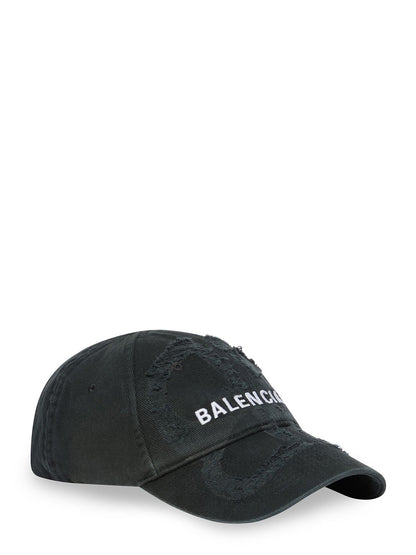 BALENCIAGA BB Laser Destroyed Cap Black