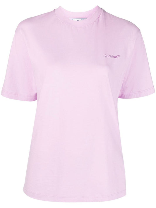 OFF-WHITE WOMEN Diag-print Short-sleeved T-shirt Lilac Fuchsia