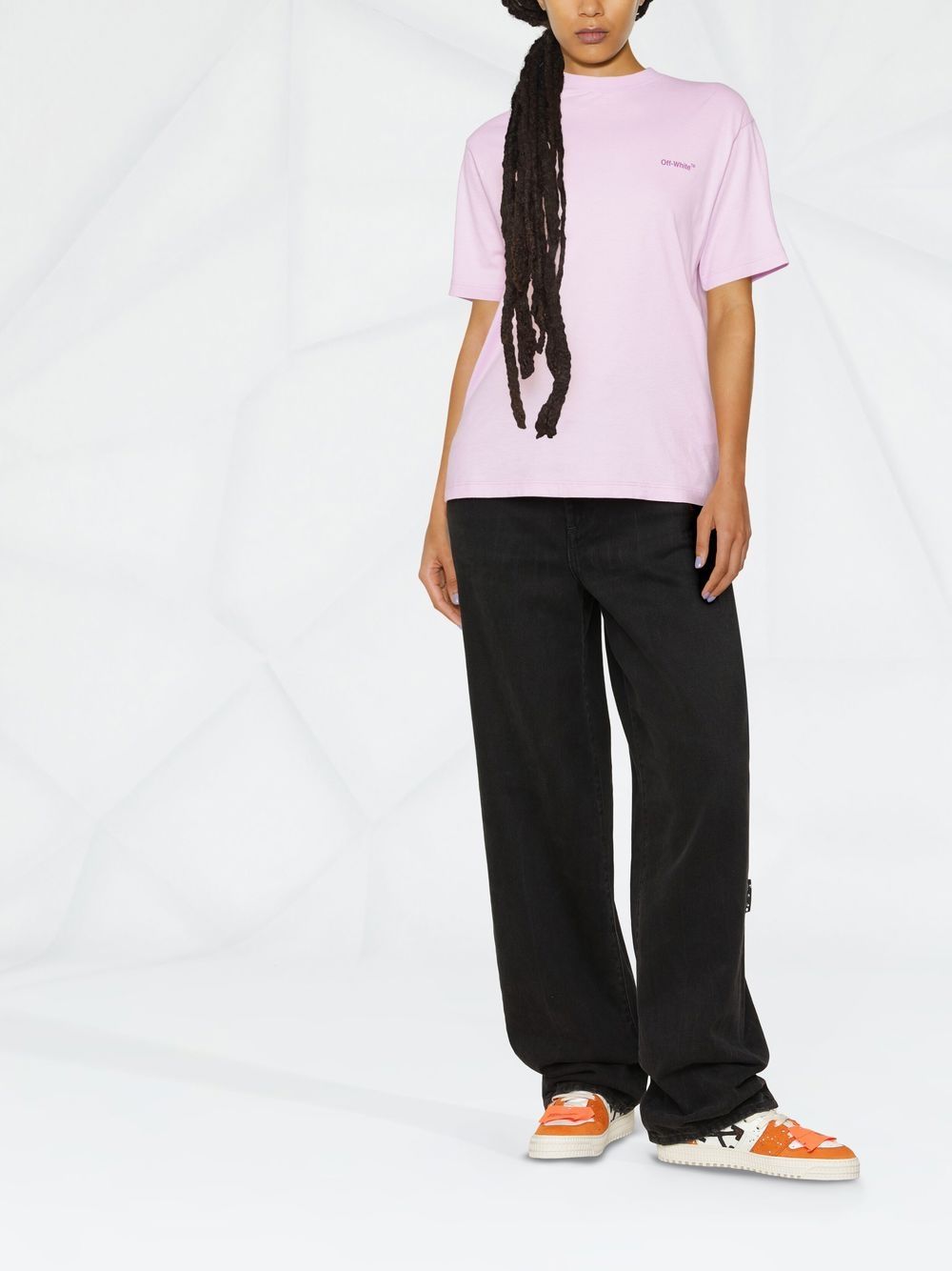 OFF-WHITE WOMEN Diag-print Short-sleeved T-shirt Lilac Fuchsia