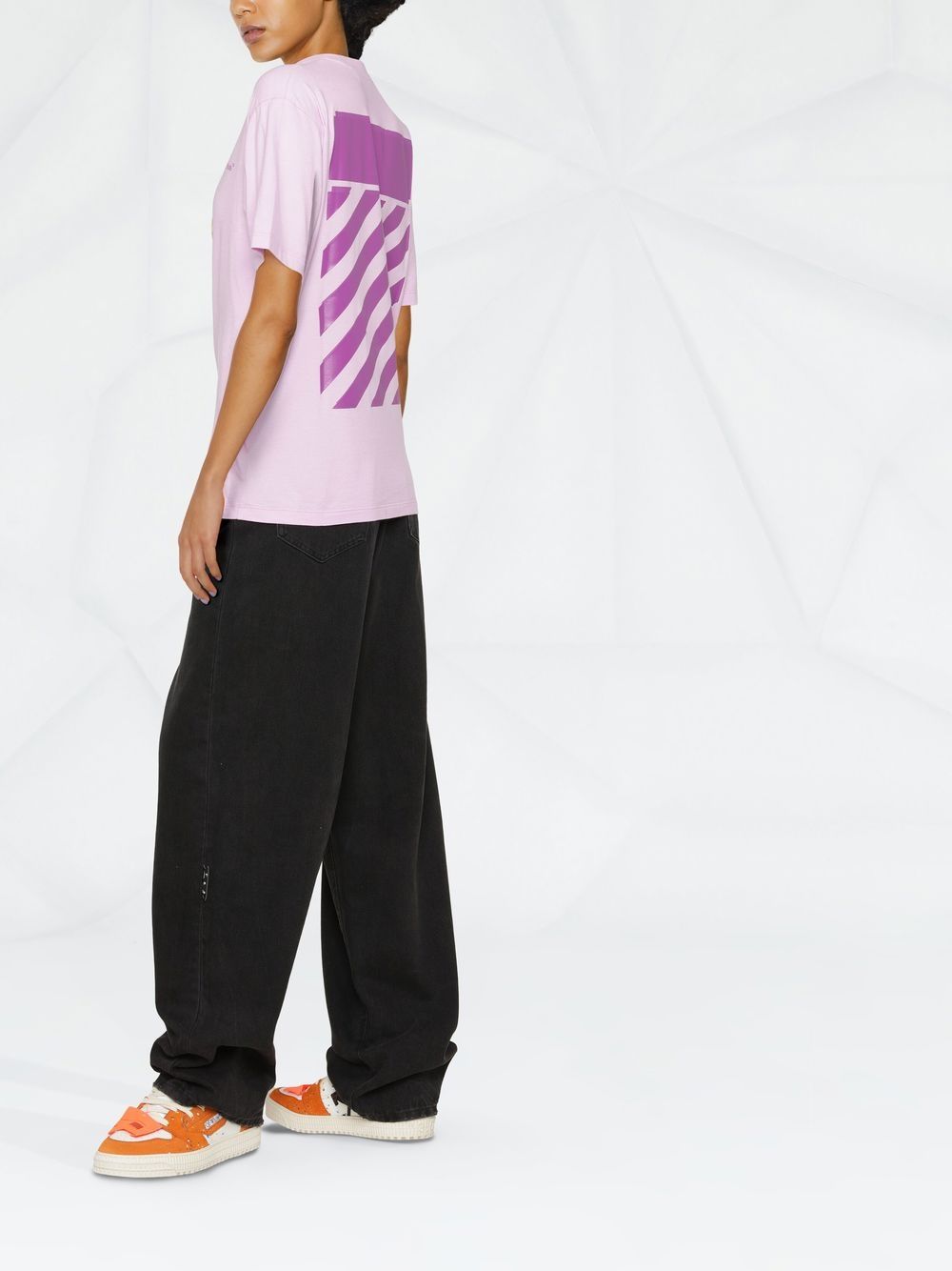 OFF-WHITE WOMEN Diag-print Short-sleeved T-shirt Lilac Fuchsia