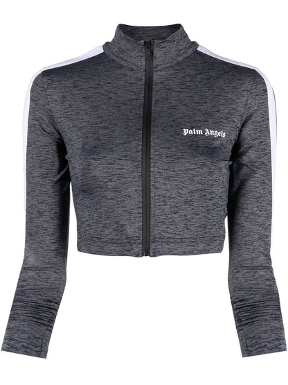 PALM ANGELS WOMEN Long Sleeve Training Top Melange Grey