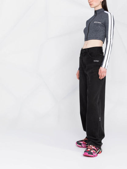 PALM ANGELS WOMEN Long Sleeve Training Top Melange Grey