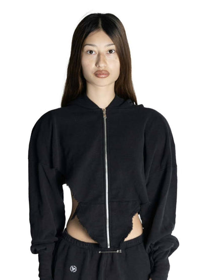SAMI MIRO VINTAGE V-Cut Zip Up Hoodie Black
