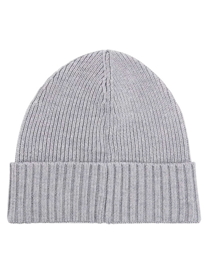 BOSS Logo-Patch Virgin Wool Beanie Silver