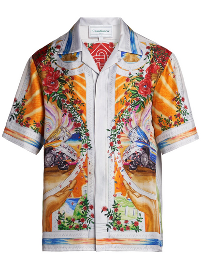 CASABLANCA Short Sleeve Cuban Collar Shirt La Tournade De Rose