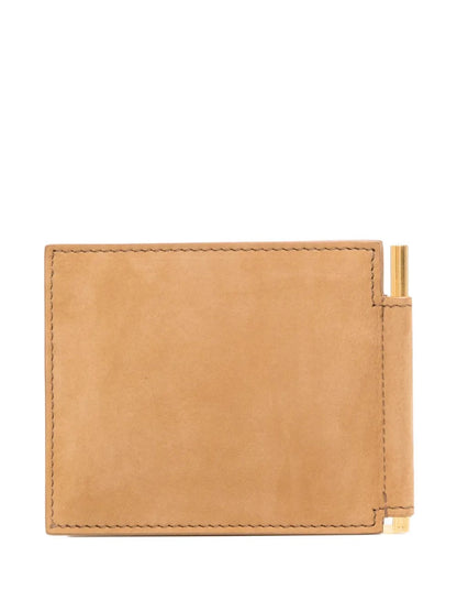TOM FORD Leather T-Line Money Clip Wallet Beige