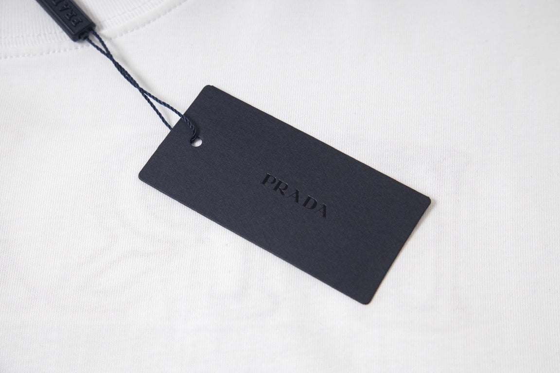 Prada Milano T-Shirt with Red Embroidered Logo