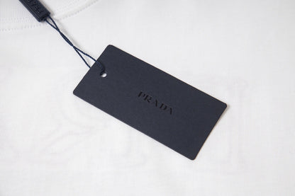 Prada Milano T-Shirt with Red Embroidered Logo