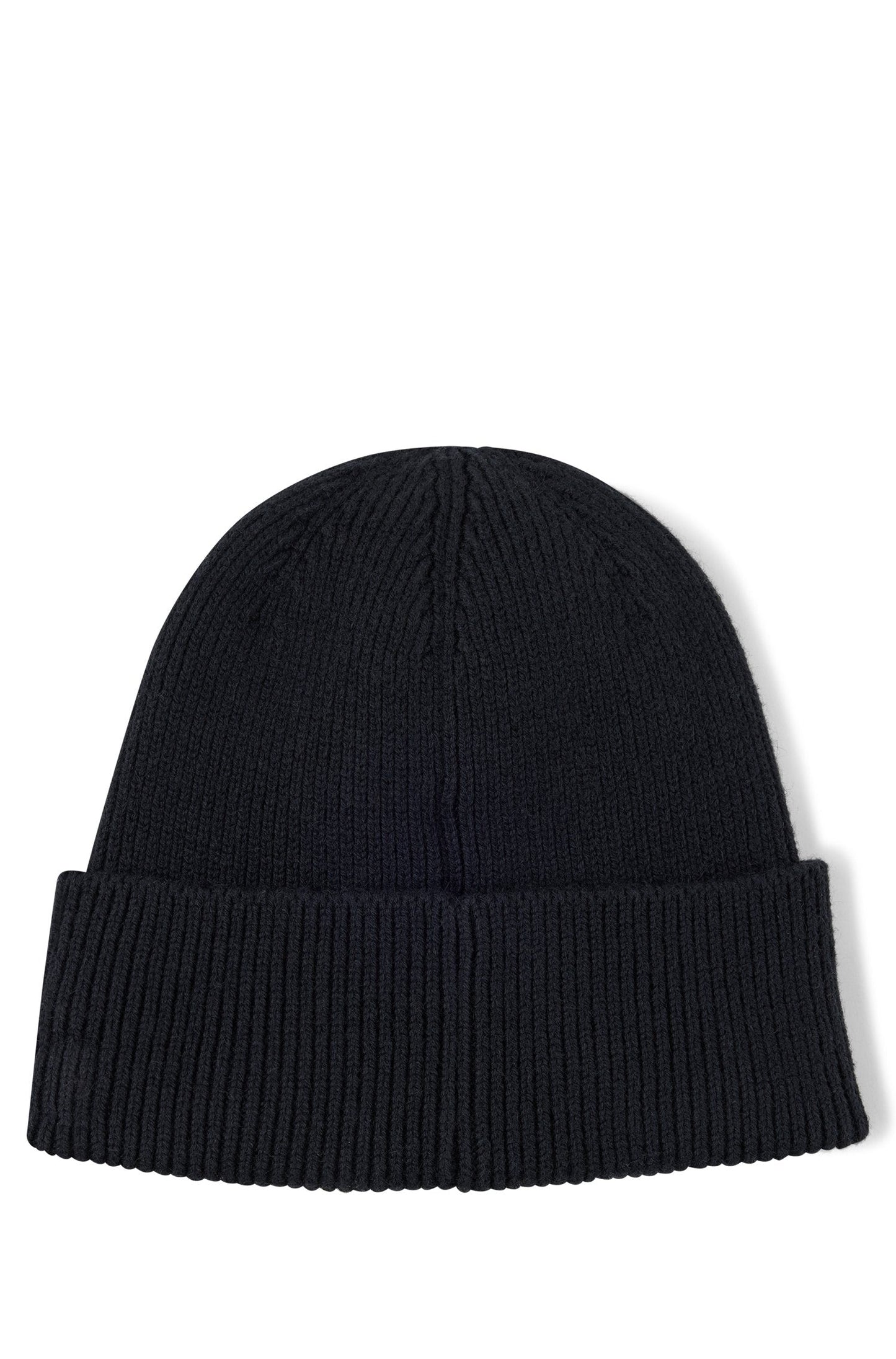 BOSS MEN Logo Embroidered Knitted Beanie Hat Black