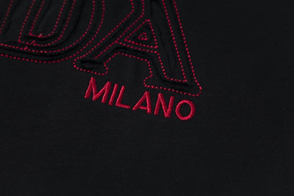 Prada Milano T-Shirt with Red Embroidered Logo