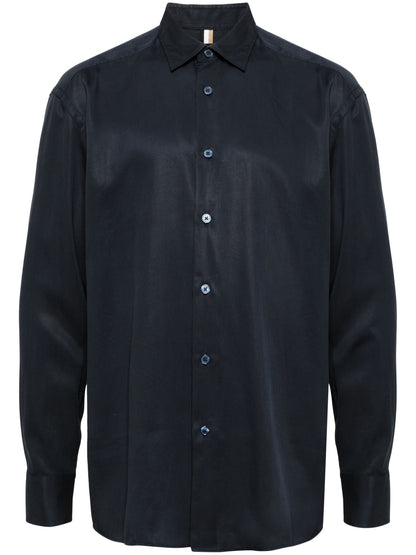 BOSS C-Cory Long Sleeve Cotton Shirt Navy