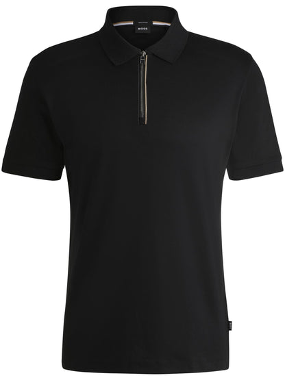 BOSS C-Polston Zip-Fastening Polo Shirt Black