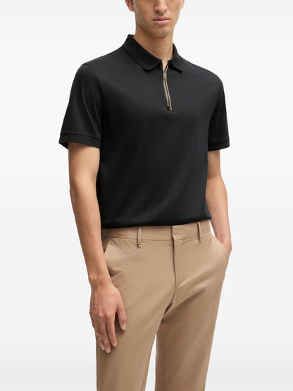 BOSS C-Polston Zip-Fastening Polo Shirt Black
