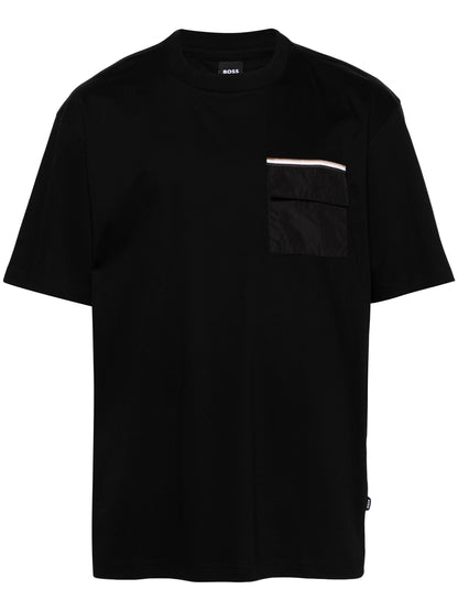 BOSS Contrasting Trim Cotton T-Shirt Black