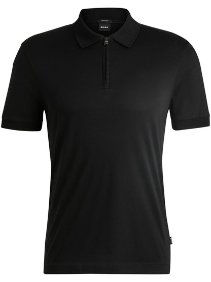 BOSS H-Paras Zip-Up Polo Shirt Black