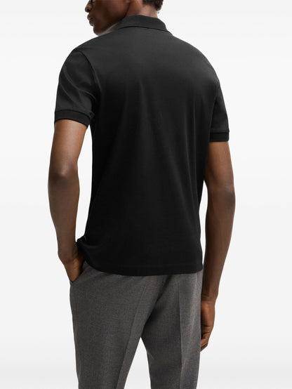 BOSS H-Paras Zip-Up Polo Shirt Black