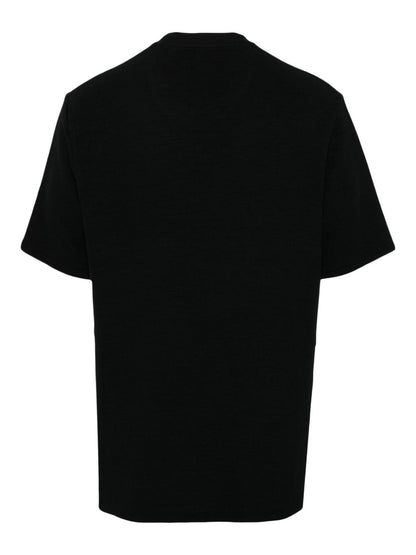 BOSS Logo Embroidered Cotton Rib T-Shirt Black