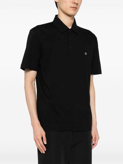 BOSS Logo Patch Cotton Polo Shirt Black