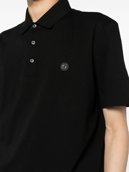 BOSS Logo Patch Cotton Polo Shirt Black