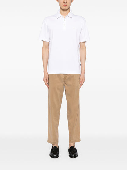 BOSS Logo Patch Cotton Polo Shirt White