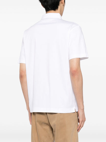 BOSS Logo Patch Cotton Polo Shirt White