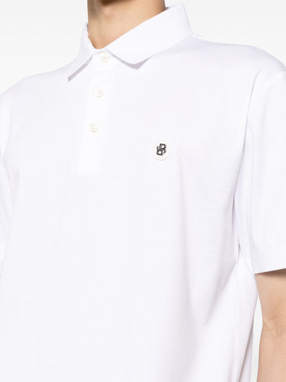 BOSS Logo Patch Cotton Polo Shirt White