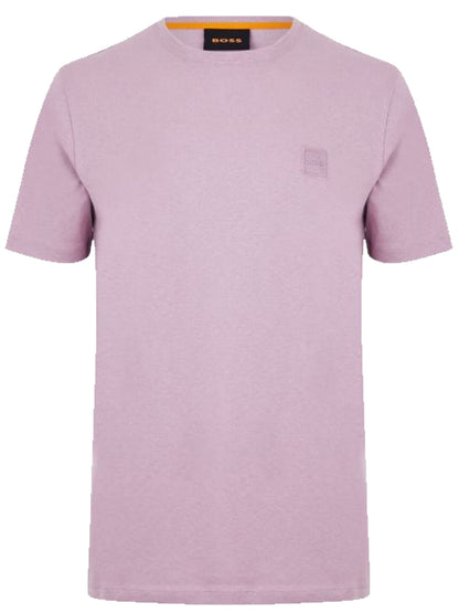 BOSS Tales Logo Patch Cotton T-Shirt Open Purple
