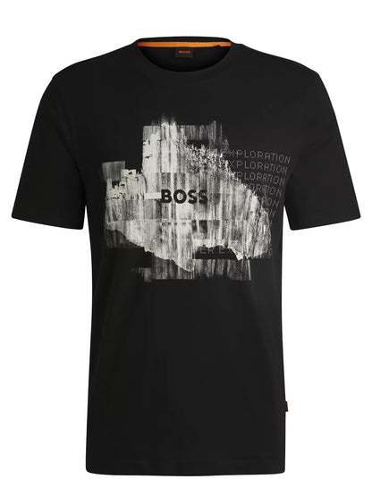 BOSS Te_Alien Graphic Print Cotton T-Shirt Black