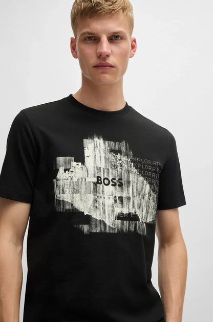 BOSS Te_Alien Graphic Print Cotton T-Shirt Black