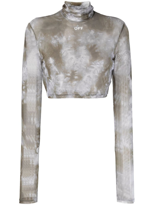 OFF-WHITE WOMEN Tie Dye Crop Top Military/Lilac