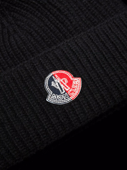 MONCLER GENIUS X 2 MONCLER 1952 Logo Patch Beanie Black