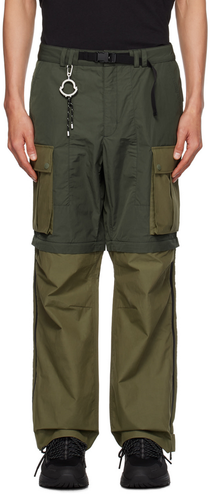 MONCLER GENIUS X PHARRELL WILLIAMS Poly Cotton Blend Logo Trousers / Shorts Olive